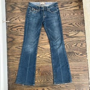 PAIGE Dark Wash Fairfax Leather Trim Jean